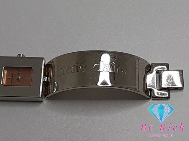 マリクレール marie claire レディース 腕時計 スクエア ピンク シルバー SS ブレス アナログ クォーツ QZ ウォッチ バングル  【中古】 【送料無料】 ht4971