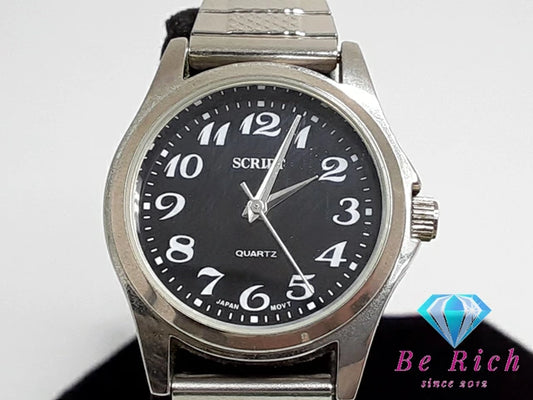 ジェイアクシス J-AXIS スクリプト レディース 腕時計 黒 ブラック シルバー SS ブレス アナログ クォーツ QZ ウォッチ SCRIPT   【中古】【送料無料】 ht4973