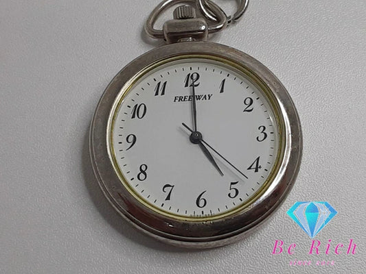 シチズン CITIZEN Q&Q フリーウェイ ポケットウォッチ AA92-4431 懐中時計 キーホルダー 白 ホワイト シルバー SS アナログ クォーツ QZ ウォッチ チャーム FREE WAY 【中古】【送料無料】 ht4991