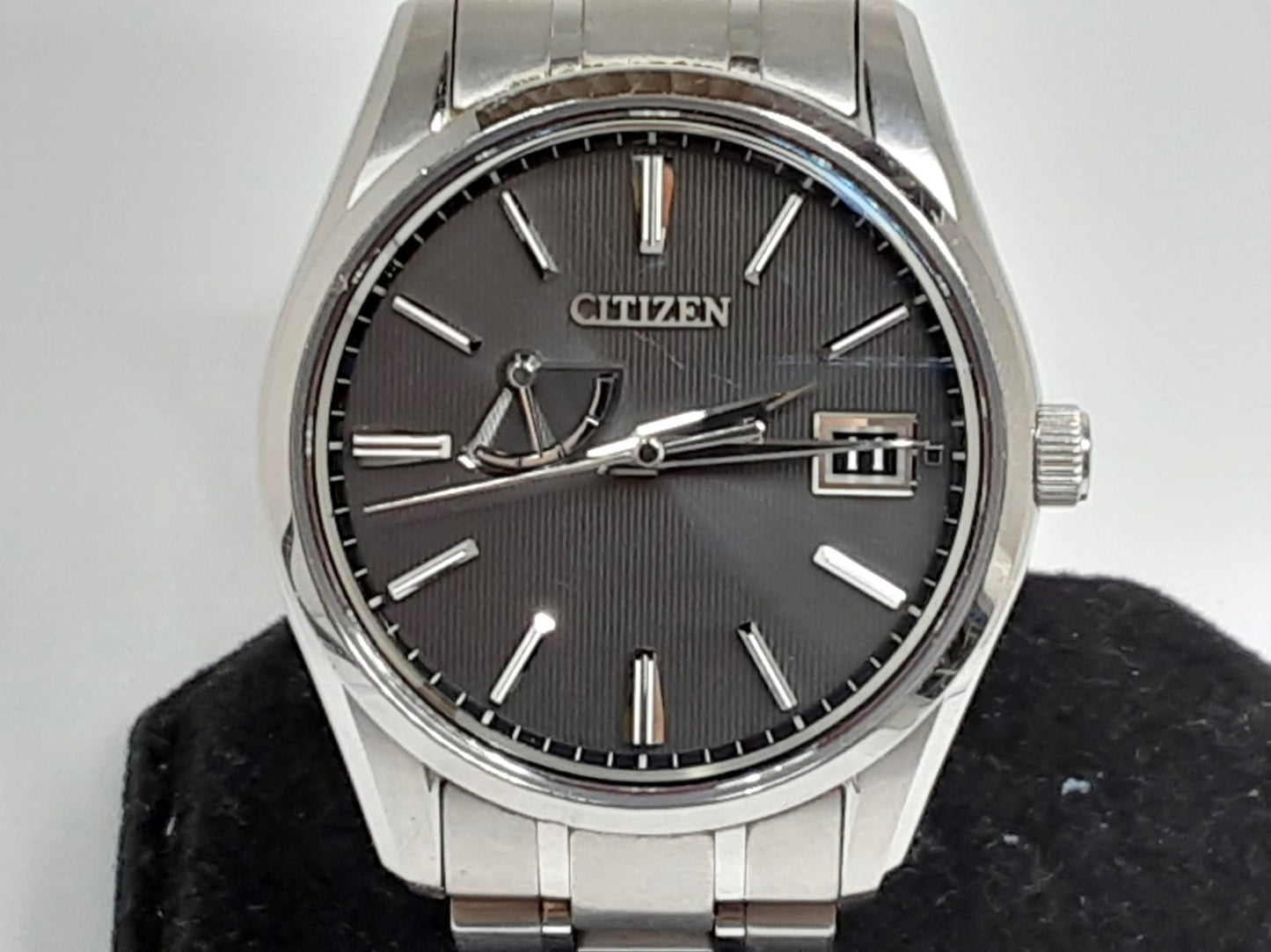 ザ シチズン The CITIZEN エコ ドライブ メンズ 腕時計 デイト AQ1020-51A A010-T018963 黒 ブラック シルバー パワーリザーブ チタニウム チタン アナログ ソーラー クォーツ QZ ウォッチ 【中古】【送料無料】 ht5009