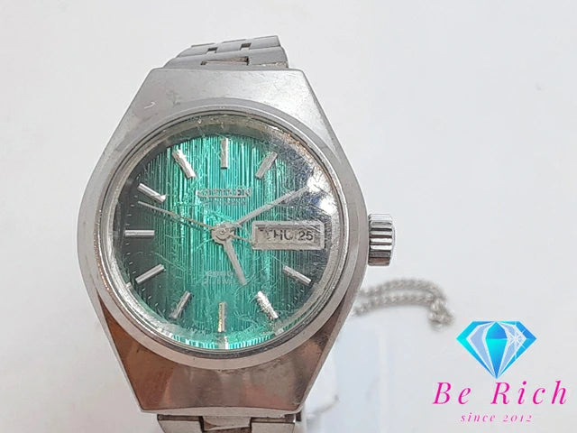 シチズン CITIZEN 自動巻き レディース 腕時計 4-661320 グリーン 緑 文字盤 SS ブレス アンティーク ヴィンテージ アナログ AT ウォッチ 【中古】【送料無料】 ht5020