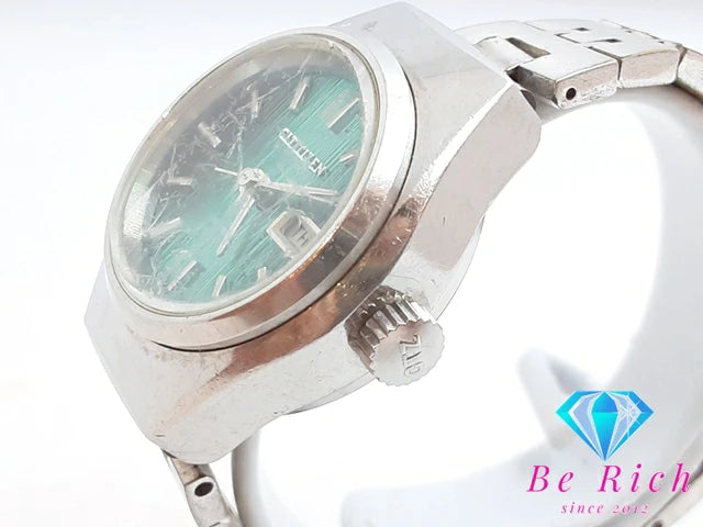 シチズン CITIZEN 自動巻き レディース 腕時計 4-661320 グリーン 緑 文字盤 SS ブレス アンティーク ヴィンテージ アナログ AT ウォッチ 【中古】【送料無料】 ht5020