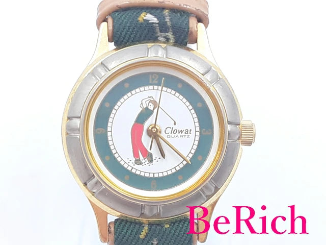 クロワット CLOWAT レディース 腕時計 15377 白 ホワイト 文字盤 GP レザー ブレス アナログ クォーツ QZ ウォッチ 【中古】【送料無料】 ht5024