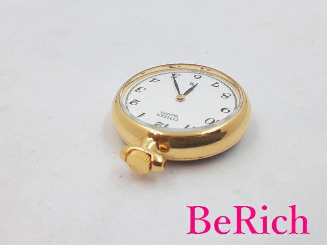 シチズン CITIZEN ポケットウォッチ 懐中時計 白 ホワイト 文字盤 GP ( メッキ ) アナログ クォーツ QZ ウォッチ 和小物 【中古】【送料無料】 ht5027