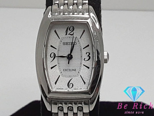 セイコー SEIKO エクセリーヌ ソーラー レディース 腕時計 SWCQ063 V117-0AS0 SS 白 ホワイト トノー アナログ クォーツ QZ ウォッチ EXCELINE 【中古】【送料無料】 ht5056