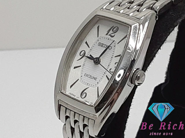 セイコー SEIKO エクセリーヌ ソーラー レディース 腕時計 SWCQ063 V117-0AS0 SS 白 ホワイト トノー アナログ クォーツ QZ ウォッチ EXCELINE 【中古】【送料無料】 ht5056