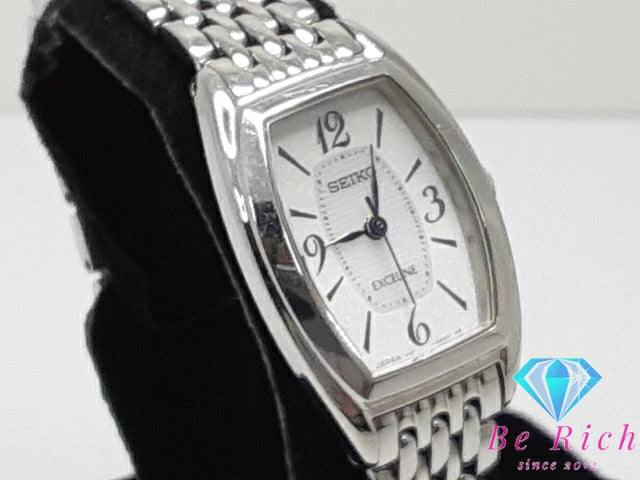 セイコー SEIKO エクセリーヌ ソーラー レディース 腕時計 SWCQ063 V117-0AS0 SS 白 ホワイト トノー アナログ クォーツ QZ ウォッチ EXCELINE 【中古】【送料無料】 ht5056