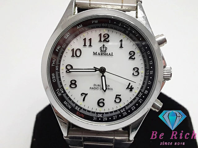 マーシャル MARSHAL 電波 メンズ 腕時計 A.S.18.H 白 ホワイト シルバー SS アナログ クォーツ QZ ウォッチ 【中古】【送料無料】 ht5070