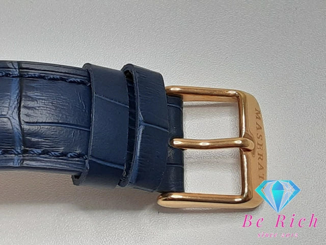 美品 マセラティ MASERATI クロノグラフ メンズ 腕時計 デイト 8871618013 ネイビー 紺 SS レザー ブレス アナログ クォーツ QZ ウォッチ   【中古】【送料無料】 ht5074