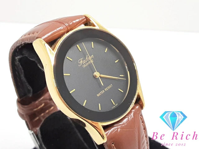 シチズン CITIZEN Q&Q ファルコン falcon メンズ 腕時計 黒 ブラック SS レザー アナログ クォーツ QZ ウォッチ  【中古】【送料無料】 ht5076