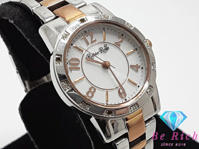 ルビンローザ Rubin Rosa ソーラー レディース 腕時計 R009-SOLTWH 白 ホワイト コンビ SS ロゴ アナログ クォーツ QZ ウォッチ  【中古】【送料無料】 ht5084