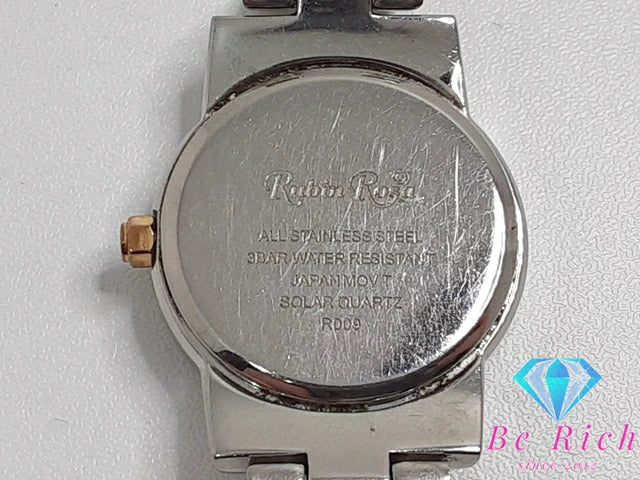 ルビンローザ Rubin Rosa ソーラー レディース 腕時計 R009-SOLTWH 白 ホワイト コンビ SS ロゴ アナログ クォーツ QZ ウォッチ  【中古】【送料無料】 ht5084