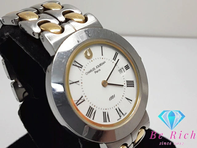 シャルル ジョルダン CHARLES JOURDAN メンズ 腕時計 デイト 80-13 白 ホワイト SS アナログ クォーツ QZ ウォッチ 【中古】【送料無料】 ht5085
