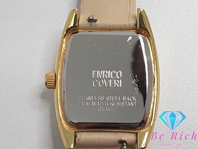 エンリココベリ ENRICO COVERI レディース 腕時計 白 ホワイト ベージュ SS レザー アナログ クォーツ QZ ウォッチ 【中古】【送料無料】 ht5094