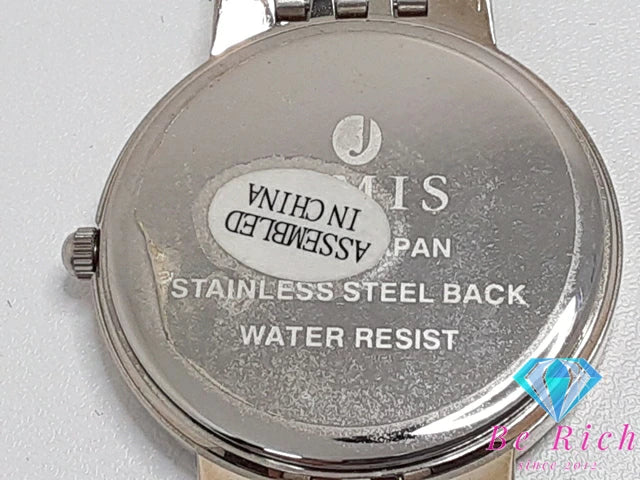 ジェミス JEMIS メンズ 腕時計 シルバー SS レザー ラインストーン アナログ クォーツ QZ ウォッチ【中古】【送料無料】 ht5113