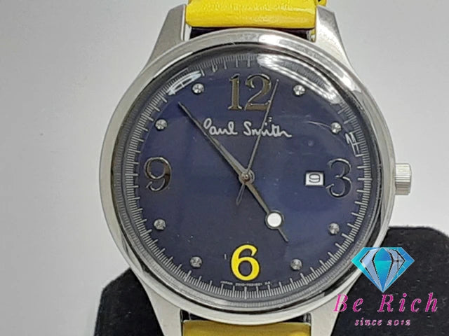 ポールスミス Paul Smith ザ シティ メンズ 腕時計 デイト 2510-S092485 ネイビー イエロー 紺 黄 SS レザー ブレス アナログ クォーツ QZ ウォッチ THE CITY 【中古】【送料無料】 ht5184
