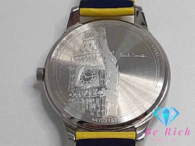 ポールスミス Paul Smith ザ シティ メンズ 腕時計 デイト 2510-S092485 ネイビー イエロー 紺 黄 SS レザー ブレス アナログ クォーツ QZ ウォッチ THE CITY 【中古】【送料無料】 ht5184