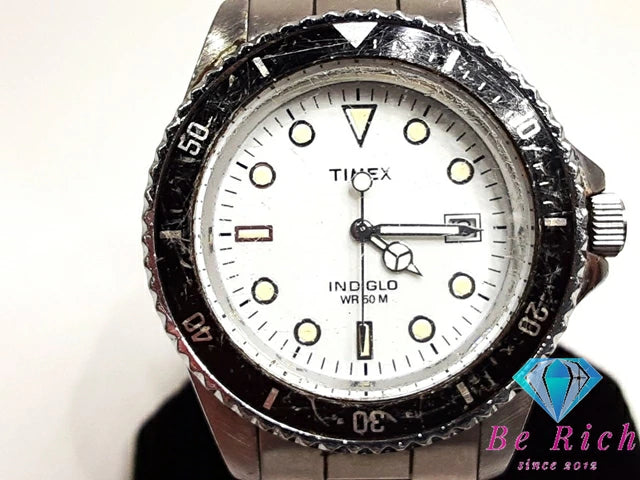 タイメックス TIMEX インディグロ メンズ 腕時計 デイト CR2016 CELL 白 ホワイト SS アナログ クォーツ QZ ウォッチ 【中古】【送料無料】 ht5198