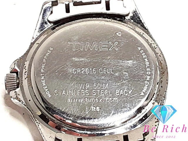 タイメックス TIMEX インディグロ メンズ 腕時計 デイト CR2016 CELL 白 ホワイト SS アナログ クォーツ QZ ウォッチ 【中古】【送料無料】 ht5198