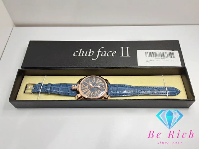 クラブ フェイス 2 Club Face II メンズ 腕時計 CF90000 ブルー 青 SS レザー アナログ クォーツ QZ ウォッチ 【中古】【送料無料】 ht5228