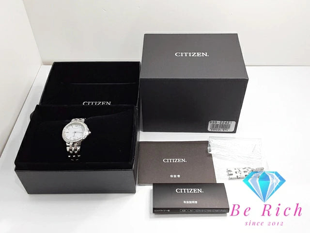 シチズン CITIZEN エコドライブ ダイヤ ベゼル レディース 腕時計 E031-S105846 グレー シルバー SS ブレス アナログ QZ クォーツ ウォッチ ソーラー  【中古】【送料無料】 ht5268