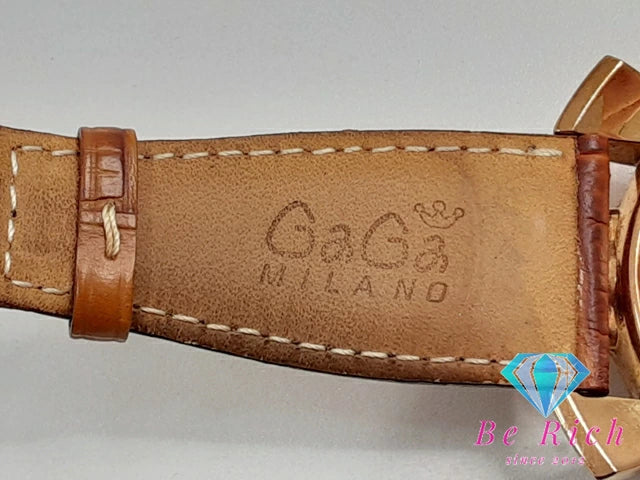 ガガミラノ GAGA MILANO マヌアーレ 48 手巻き メンズ 腕時計 5011 白 ホワイト ピンクゴールド SS レザー ブレス スモセコ 裏スケ アナログ ウォッチ  【中古】【送料無料】 ht5294