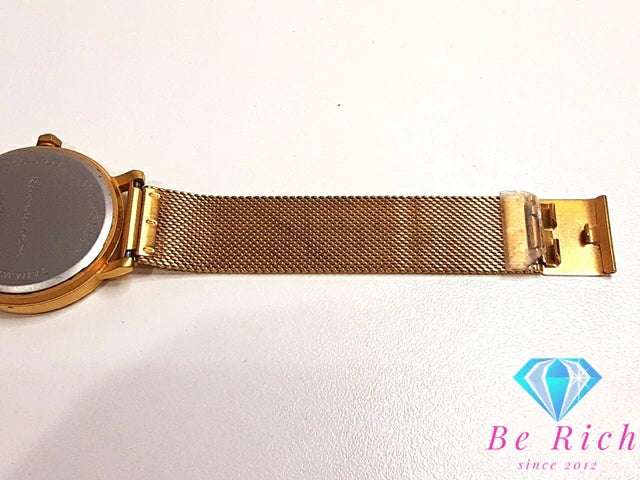 モーブッサン MAUBOUSSIN ルヴァンディカシオン 33mm 腕時計 9476103-700 13P ダイヤ 黒 ブラック ゴールド SS GP メッシュ ブレス アナログ クォーツ QZ ウォッチ ボーイズ REVENDICATION 【中古】【送料無料】 ht5299