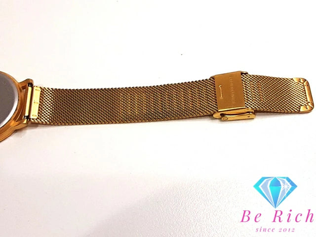 モーブッサン MAUBOUSSIN ルヴァンディカシオン 33mm 腕時計 9476103-700 13P ダイヤ 黒 ブラック ゴールド SS GP メッシュ ブレス アナログ クォーツ QZ ウォッチ ボーイズ REVENDICATION 【中古】【送料無料】 ht5299