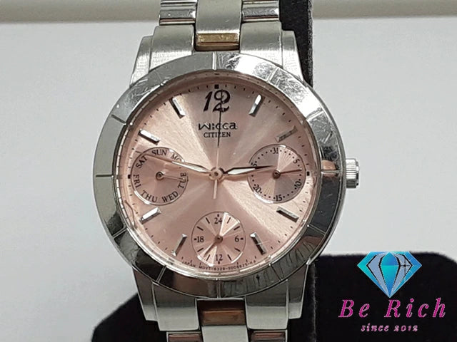 シチズン CITIZEN ウィッカ Wicca レディース 腕時計 デイデイト 6329-SO04942 ピンク シルバー ゴールド SS ブレス アナログ クォーツ QZ ウォッチ 【中古】【送料無料】 ht5312