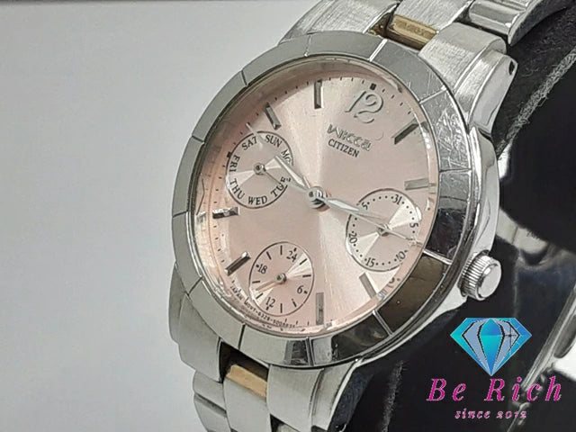 シチズン CITIZEN ウィッカ Wicca レディース 腕時計 デイデイト 6329-SO04942 ピンク シルバー ゴールド SS ブレス アナログ クォーツ QZ ウォッチ 【中古】【送料無料】 ht5312