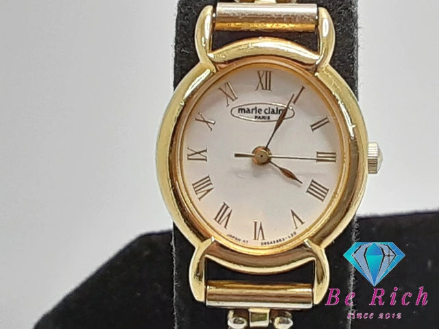 マリ クレール Marie Claire レディース 腕時計 D85566-30CS 白 ホワイト ゴールド SS ブレス アナログ クォーツ QZ ウォッチ  【中古】 【送料無料】 ht5314