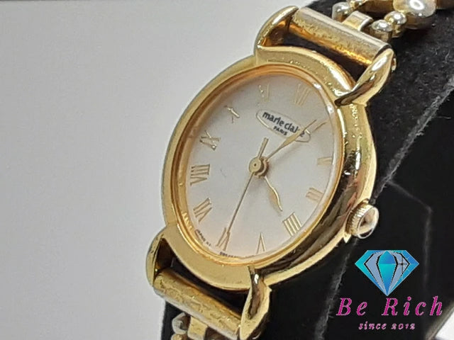 マリ クレール Marie Claire レディース 腕時計 D85566-30CS 白 ホワイト ゴールド SS ブレス アナログ クォーツ QZ ウォッチ  【中古】 【送料無料】 ht5314