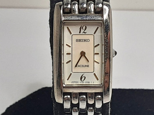 セイコー SEIKO エクセリーヌ レディース 腕時計 1F20-6G60 スクエア 白 ホワイト シルバー SS ブレス アナログ クォーツ QZ ウォッチ EXCELINE 【中古】【送料無料】ht5336