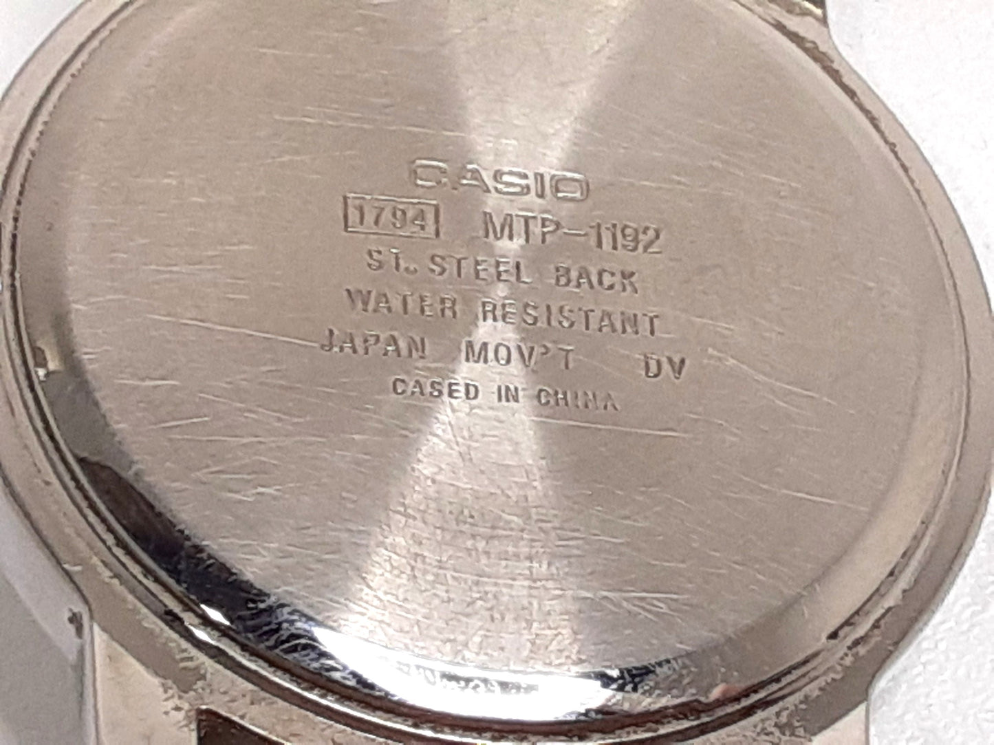 カシオ CASIO メンズ 腕時計 デイデイト トリプル カレンダー MTP-1192 白 茶 ホワイト ブラウン SS レザー ブレス アナログ クォーツ QZ ウォッチ 【中古】【送料無料】 ht5338