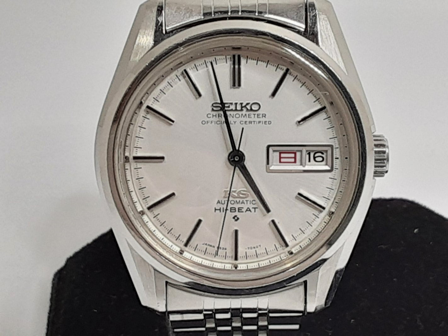 OH済 キング セイコー KING SEIKO 56KS ハイビート クロノメーター 自動巻き メンズ 腕時計 デイデイト 5626-7040 シルバー SS ブレス アナログ オートマ AT ウォッチ アンティーク ヴィンテージ HI-BEAT ワンピースケース  【中古】【送料無料】 ht5340
