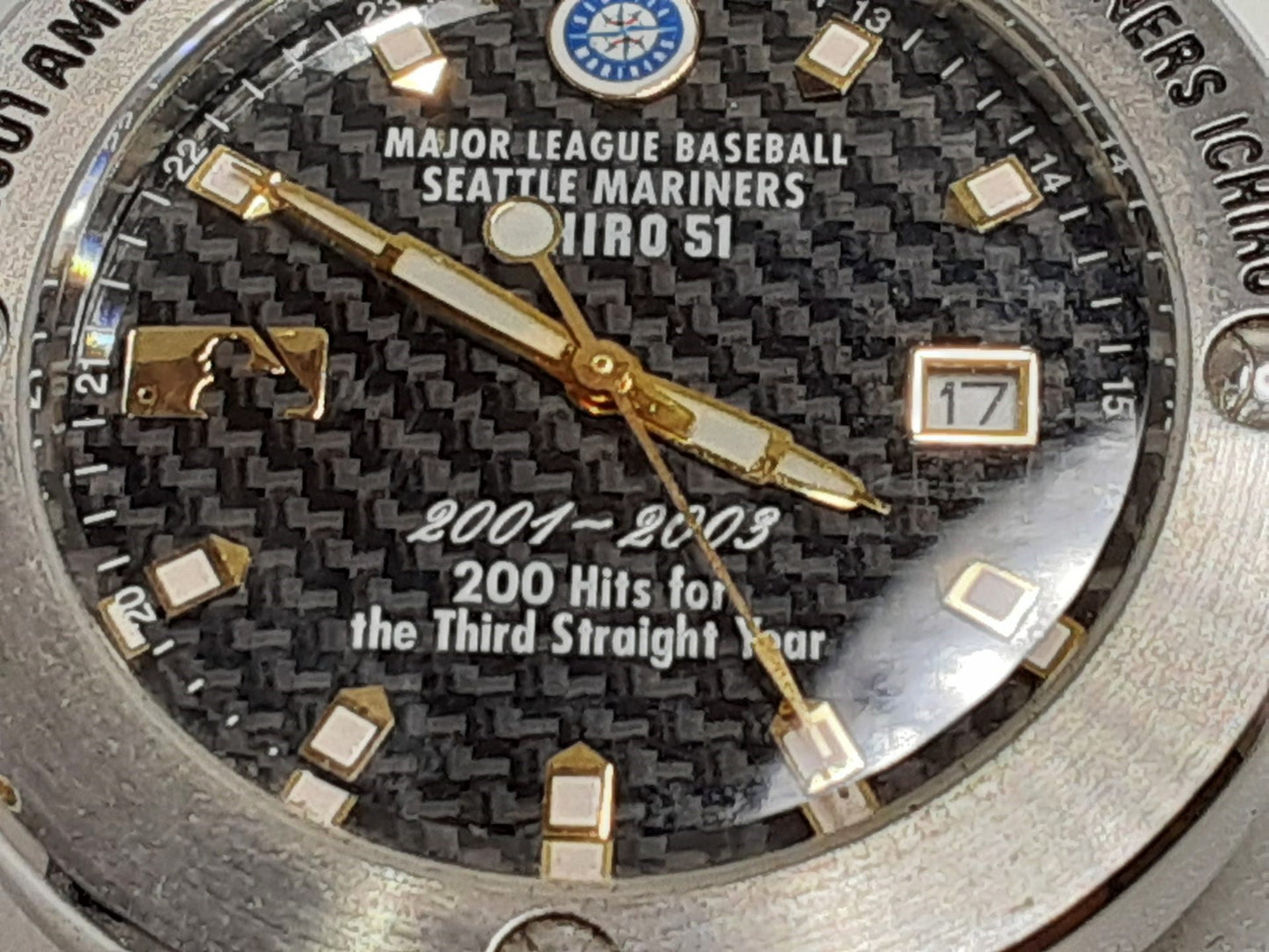 シチズン CITIZEN CBM MLB シアトルマリナーズ イチロー 200安打 記念 ウォッチ メンズ 腕時計 デイト 黒 ブラック シルバー SS ブレス アナログ クォーツ QZ SEATTLE MARINERS ICHIRO 51 【中古】【送料無料】 ht5347