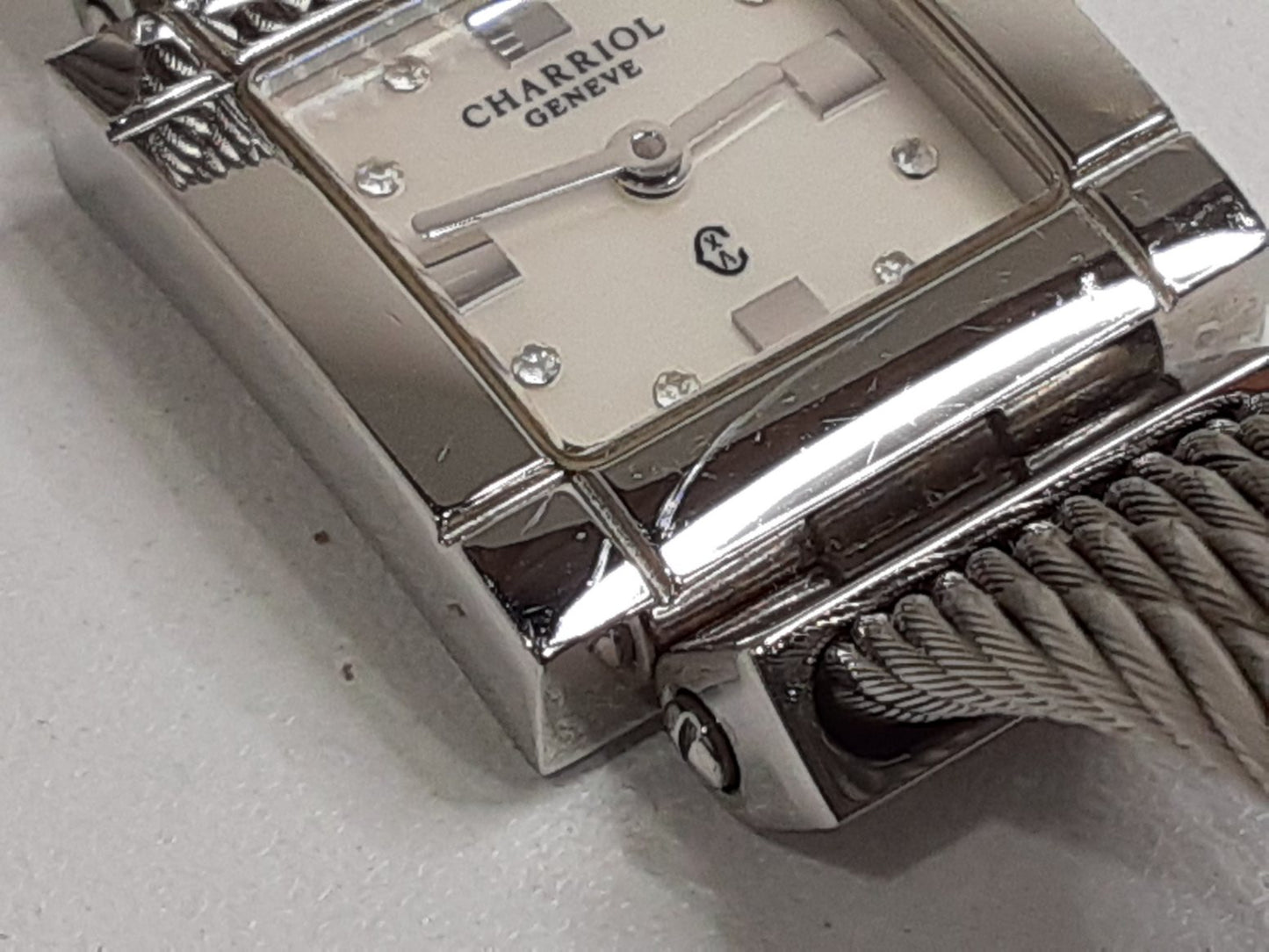 シャリオール CHARRIOL ケルティック レディース 腕時計 デイト CES.71.172 スクエア 白 ホワイト シェル シルバー SS ブレス アナログ クォーツ QZ ウォッチ CELTIC  【中古】【送料無料】 ht5374