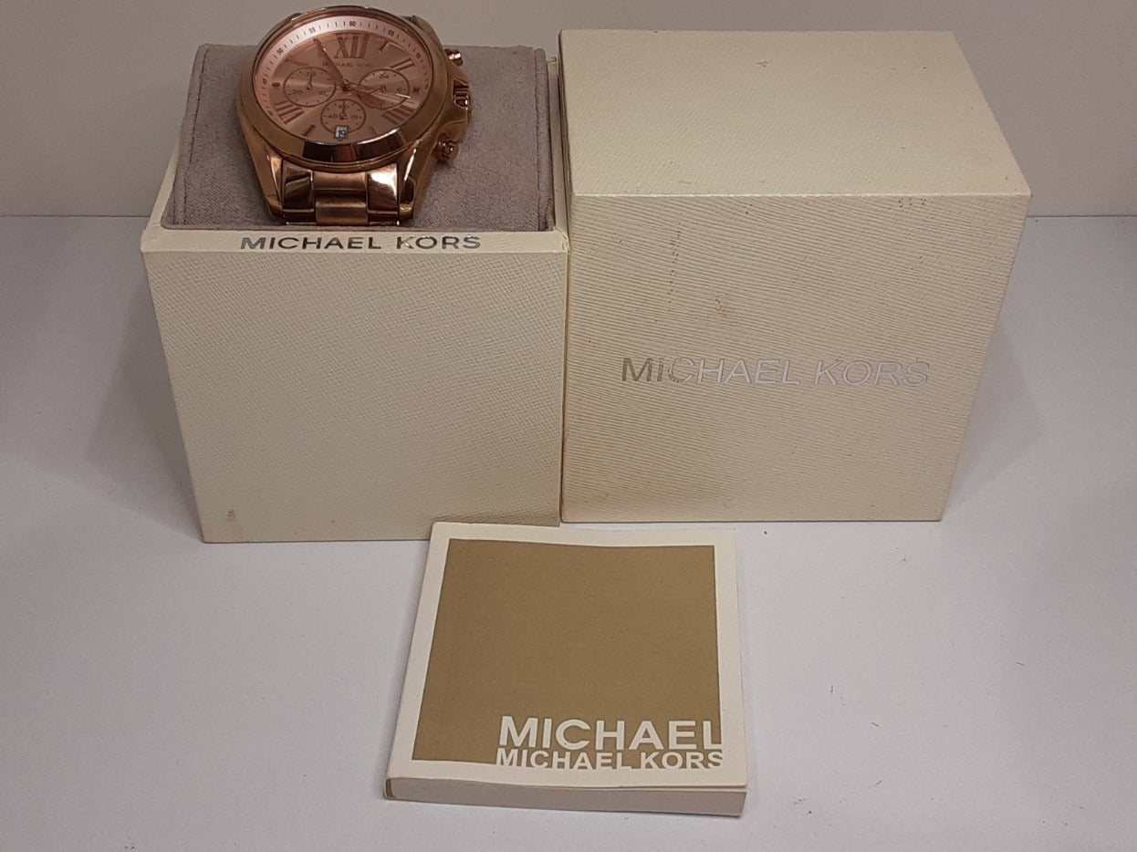 マイケルコース MICHAEL KORS ブラッドショー クロノグラフ レディース 腕時計 デイト MK5503 ピンク ローズ ゴールド SS GP アナログ クォーツ QZ ウォッチ Bradshaw 【中古】【送料無料】 ht5390