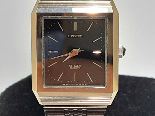 シチズン CITIZEN エクシード レディース 腕時計 4-751744 スクエア 黒 ブラック ブロンズ SS ブレス アナログ クォーツ QZ ウォッチ EXCEED 【中古】【送料無料】 ht5394