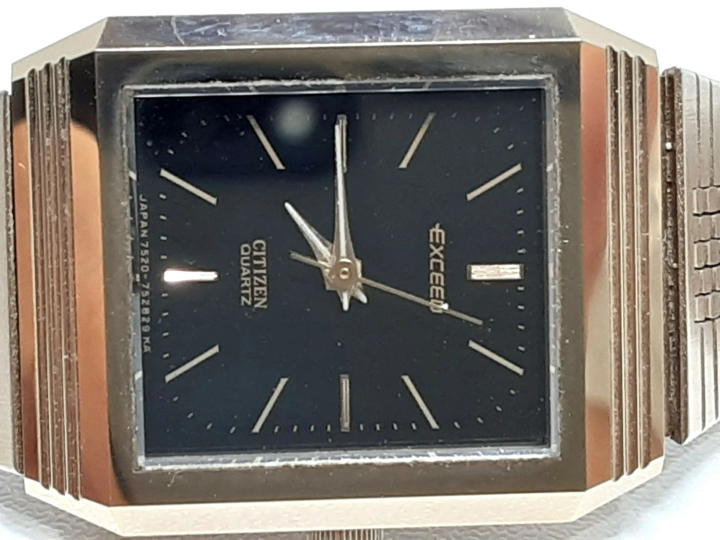 シチズン CITIZEN エクシード レディース 腕時計 4-751744 スクエア 黒 ブラック ブロンズ SS ブレス アナログ クォーツ QZ ウォッチ EXCEED 【中古】【送料無料】 ht5394