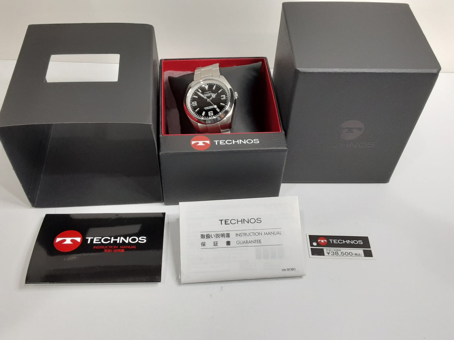 美品 テクノス TECHNOS メンズ 腕時計 TSM920SB 黒 ブラック シルバー SS ブレス アナログ クォーツ QZ ウォッチ 【中古】【送料無料】 ht5399