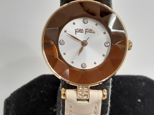 フォリフォリ Folli Follie レディース 腕時計 WF18R047SS SS GP レザー ブレス アナログ クォーツ QZ ウォッチ 【中古】【送料無料】 ht5401