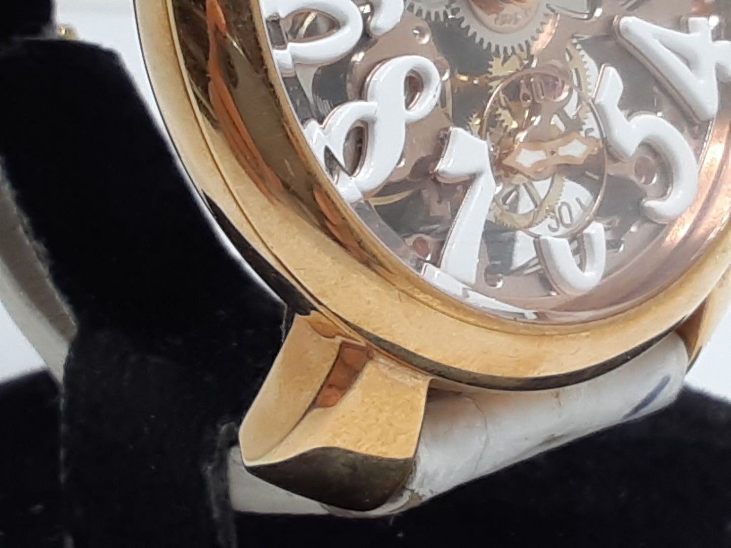 ガガミラノ GAGA MILANO マヌアーレ 48 MM 手巻き メンズ 腕時計 5311-01 スケルトン 白 ホワイト SS GP レザー ブレス アナログ ウォッチ  【中古】【送料無料】 ht5403