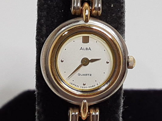 セイコー SEIKO アルバ レディース 腕時計 Y520-0A20 白 ホワイト シルバー ゴールド SS GP ブレス アナログ クォーツ QZ  ウォッチ ALBA 【中古】【送料無料】ht5409