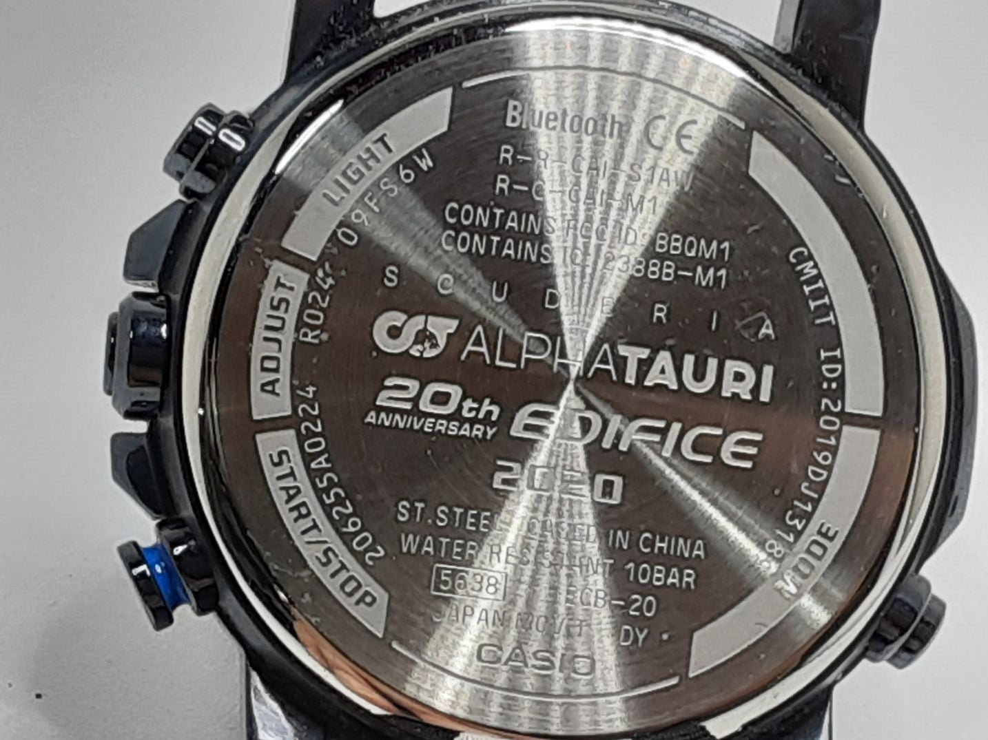 美品 カシオ CASIO エディフィス スクーデリア アルファタウリ メンズ 腕時計 ECB-20AT-2AJR 黒 ブラック シルバー ネイビー 紺 SS レザー ブレス モバイルリンク アナログ デジタル クォーツ QZ ウォッチ  【中古】【送料無料】 ht5431