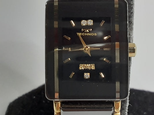 テクノス TECHNOS レディース 腕時計 T9796 黒 ブラック ゴールド SS ブレス アナログ クォーツ ウォッチ QZ 【中古】【送料無料】 ht5429