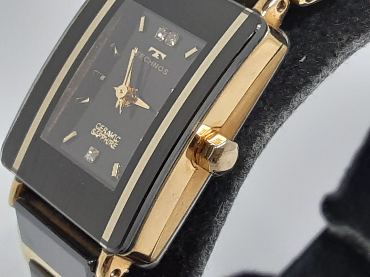 テクノス TECHNOS レディース 腕時計 T9796 黒 ブラック ゴールド SS ブレス アナログ クォーツ ウォッチ QZ 【中古】【送料無料】 ht5429
