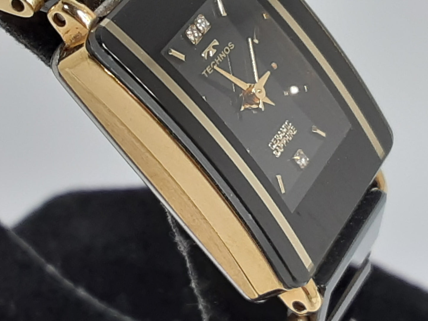 テクノス TECHNOS レディース 腕時計 T9796 黒 ブラック ゴールド SS ブレス アナログ クォーツ ウォッチ QZ 【中古】【送料無料】 ht5429