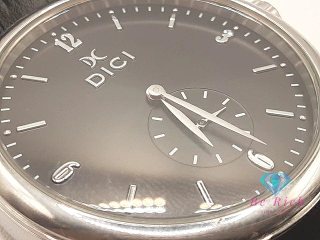 ディーチ DICI メンズ 腕時計 1G071 スモセコ ラウンド ブラック 黒 SS レザー ブレス アナログ クォーツ QZ ウォッチ  【中古】【送料無料】 ht5440