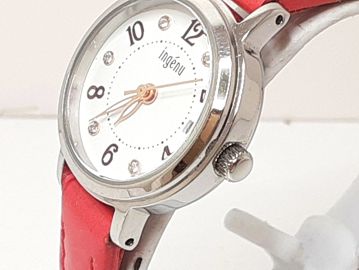セイコー SEIKO アルバ アンジェーヌ レディース 腕時計 デイト VJ22-KPY0 ホワイト シルバー レッド 赤 SS レザー ブレス アナログ QZ ウォッチ ALBA ingenu  【中古】【送料無料】 ht5459